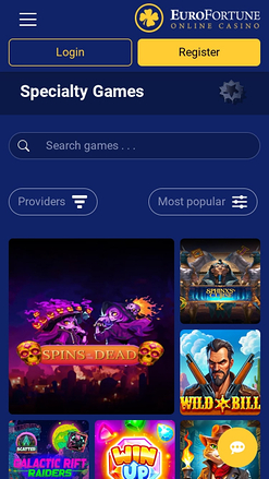 Juegos especiales de EuroFortune Casino para móvil