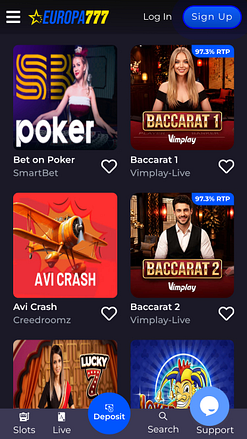 Europa777 Casino Mobile Live Dealer