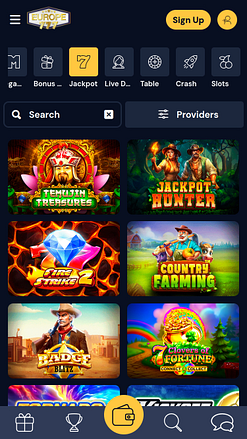 Jackpot du casino Europe 777 Mobile