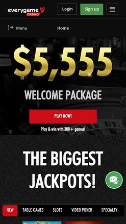 Everygame Casino Homepage Mobile