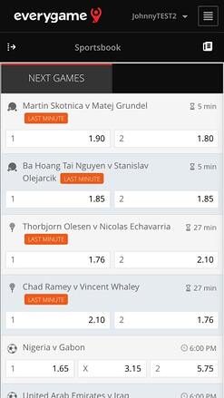 Everygame Casino Sportsbook Mobile