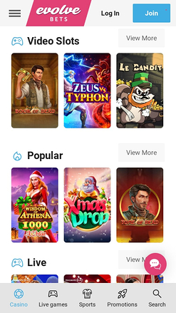 Giochi per dispositivi mobili di Evolve Casino