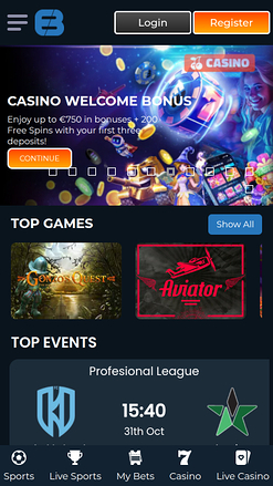 Page d’accueil mobile de Exclusive Bet Casino