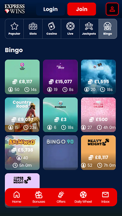 Bingo mobile di Express Wins