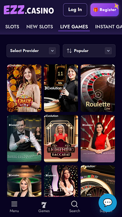 EZZ Casino Live Croupier Mobile