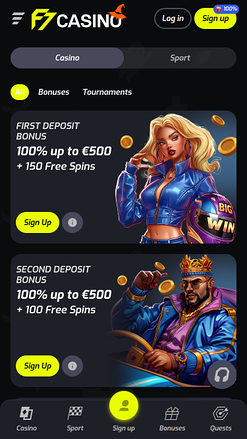 Promociones móviles de F7 Casino