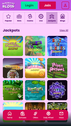 Jackpot mobile de Fairground Slots Casino