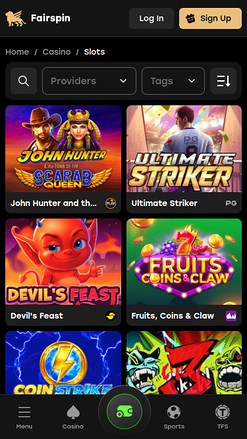 Jeux mobiles de Fairspin Casino