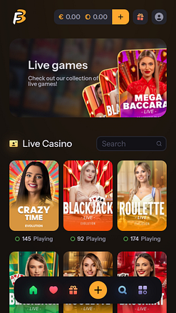 Мобильная страница казино FastBet с живыми дилерами