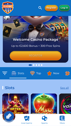 Captura de pantalla de los juegos de Felicebet Casino para móviles