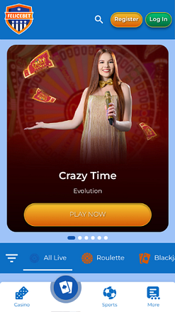 Captura de pantalla del crupier en vivo de Felicebet Casino para dispositivos móviles