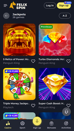Jackpot mobile de Felixspin Casino