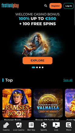 Festival Play Casino Mobile Homepage