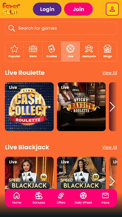 Croupiers en direct mobiles de Fever Slots Casino