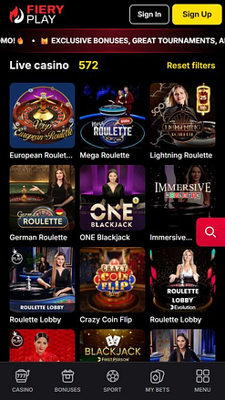 FieryPlay Casino Mobile Live Dealer