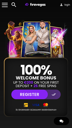 Pagina iniziale mobile di Fire Vegas Casino