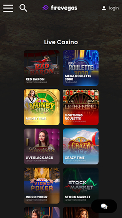 Live dealer mobile di Fire Vegas Casino