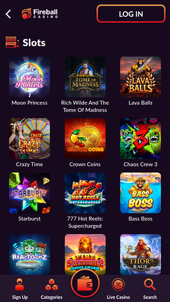 Fireball Casino Mobile Jeux