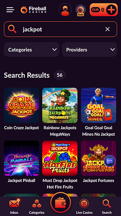 Jackpot mobile du casino Fireball