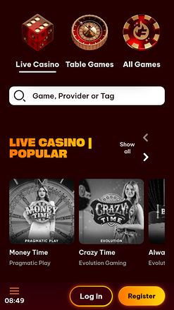 Flamez Casino Mobile Live Dealer