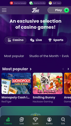Jeux mobiles de Flax Casino