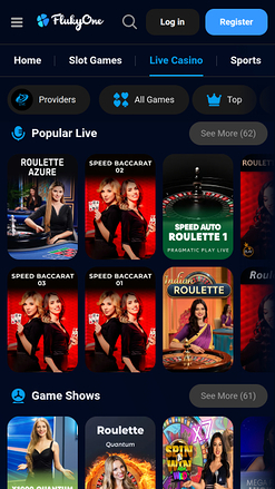 Croupier en direct mobile de FlukyOne