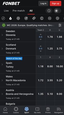 Sport di Fonbet Casino Mobile