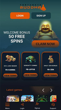 Página de inicio móvil del casino Fortunate Buddha