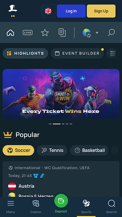 Sports de Fortune Jack Casino sur mobile