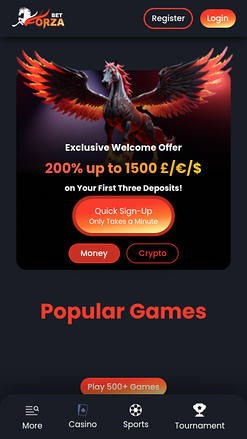 ForzaBet Casino Mobile Homepage