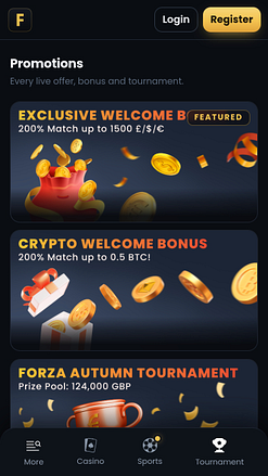 Мобильная страница с акциями казино ForzaBet