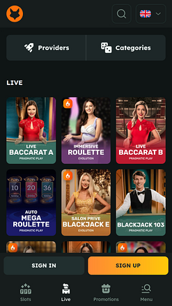 FoxSlots Casino Live Dealer mobile
