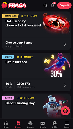 Promotions mobiles du casino Fragabet