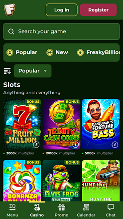 Jeux de casino FreakyBillion sur mobile
