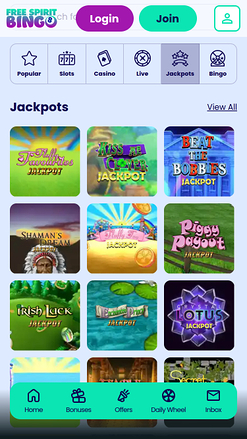 Jackpot mobile de Free Spirit Bingo
