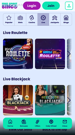 Free Spirit Bingo Mobile Croupier en direct