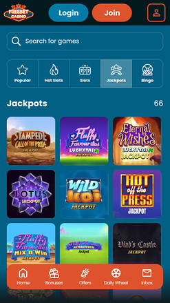 Jackpot mobile del casinò Freebet