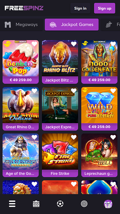 Jackpot mobile del casinò Freespinz