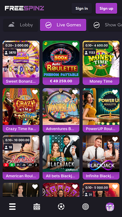 Freespinz Casino Mobile Croupier dal vivo
