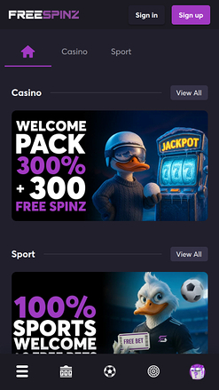Promozioni per dispositivi mobili di Freespinz Casino