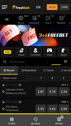 Sports mobiles de Fresh Bet Casino