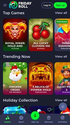 FridayRoll Casino-Spiele-Mobilseite