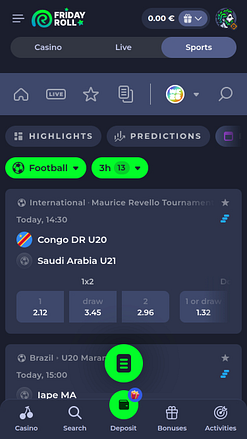 Casino FridayRoll pour les sports mobiles