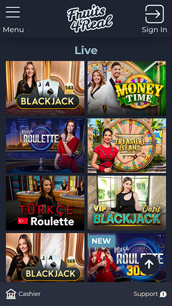 Casino Fruits 4 Real con crupier en vivo para móvil