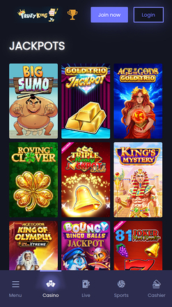 Jackpot mobile du casino Fruity King
