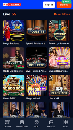 Cassino FS Mobile com Dealer ao Vivo