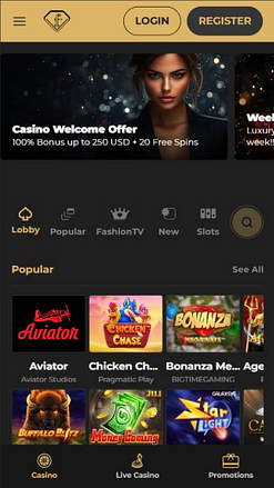 Games mobile page screenshot of FTVClub Casino