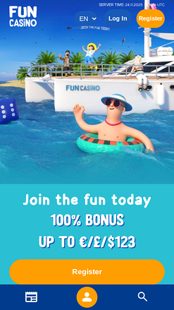 Página de inicio móvil de Fun Casino
