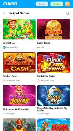 Jackpot mobile du casino Fun88
