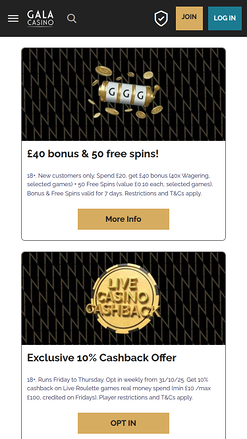 Promotions mobiles de Gala Casino